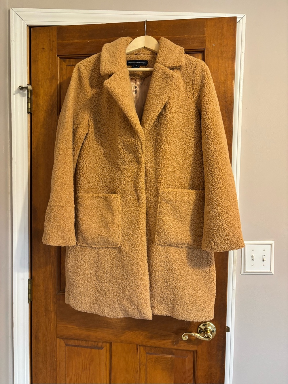 French Connection Camel Teddy Coat -Medium